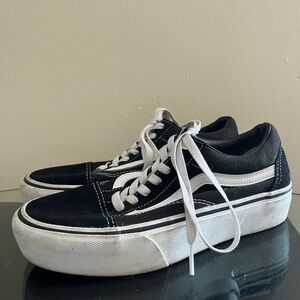 Vintage Platform Classic Vans Sneakers Sued Tip Black Skater Shoes